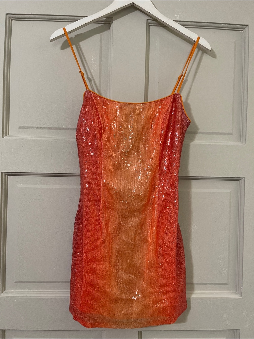 superdown Orange-to-Red Sequin Slip Mini
